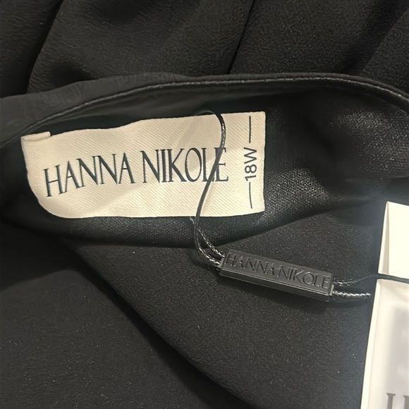 Hanna Nikole Chiffon Black Ruffle Sleeve A-Line Empire Waist Midi Dress Size 18W - Picture 12 of 16